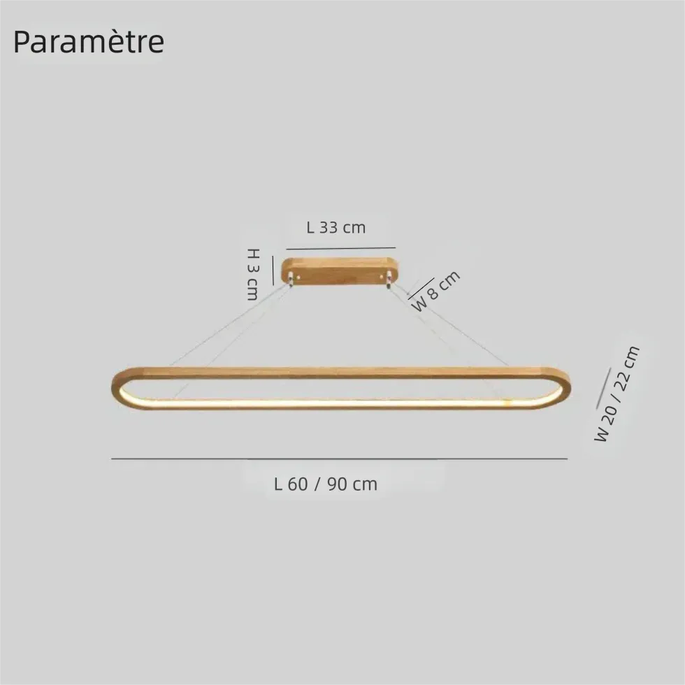 Suspension Bois Ovale Dimmable Moderne pour Salle à Manger