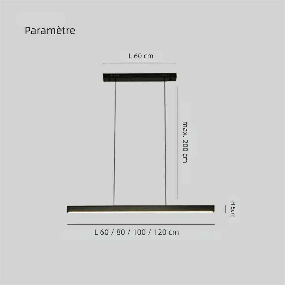 Suspension Barre LED Noire Minimaliste Dimmable
