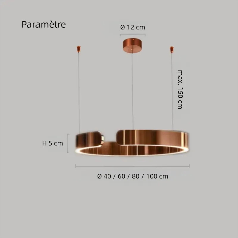 Suspension LED Dimmable Anneau Moderne pour Salle à Manger