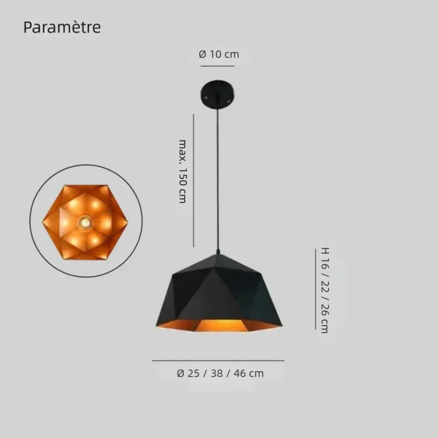Suspension Géométrique Simple en Métal pour Salle à Manger