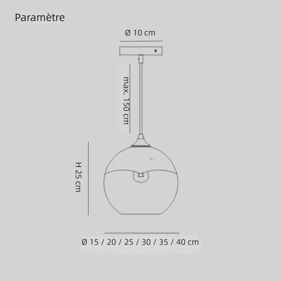 Suspension Globe en Verre Dégradé pour Salle à Manger