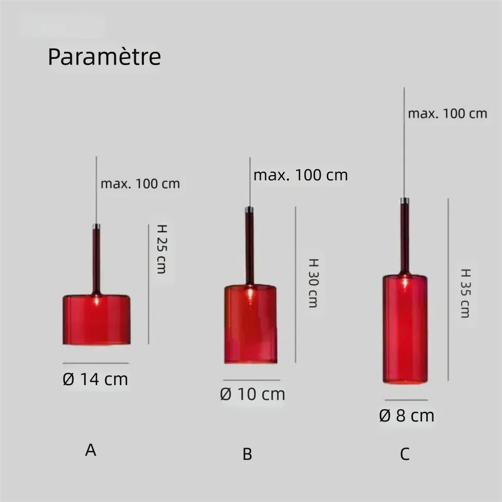 Suspension Simple Verre Cylindrique pour Salle à Manger