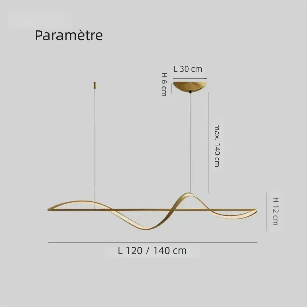 Suspension LED Dimmable Vague Design Simple pour Salle à Manger