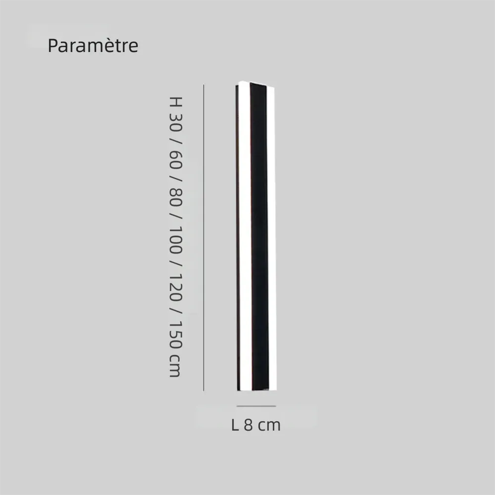 Applique Murale Extérieure Minimaliste À Bande Noire avec Éclairage Bilatéral