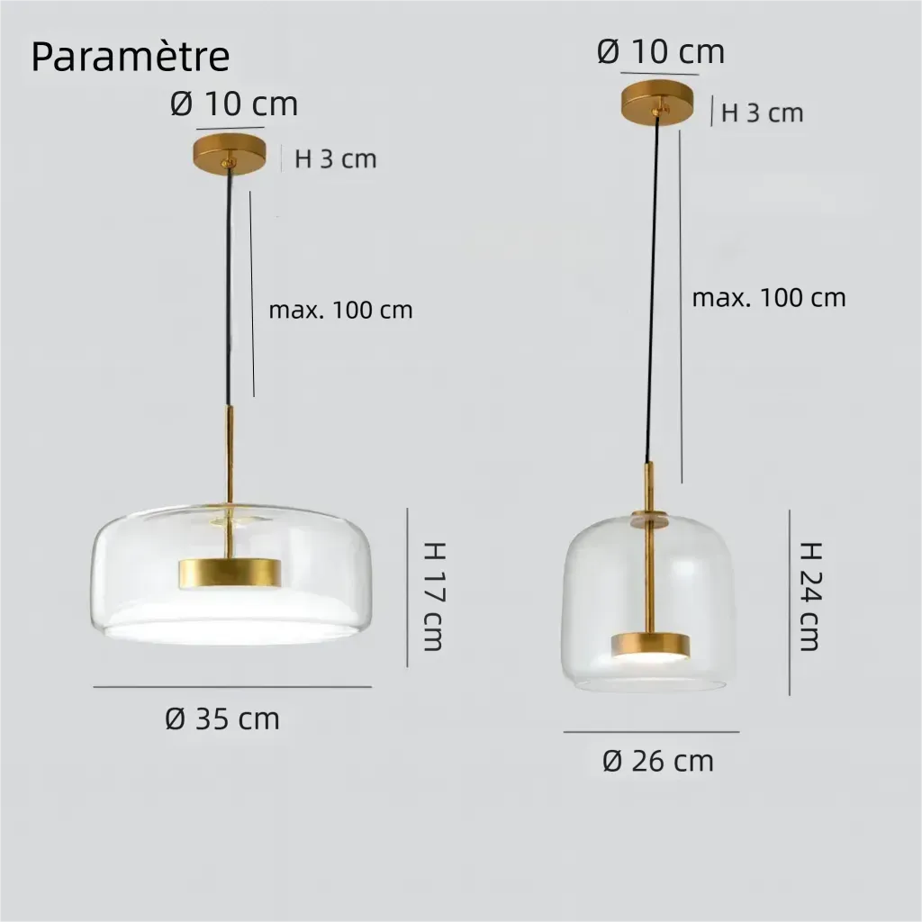 Suspension Design Moderne en Verre Dimmable pour Salle À Manger