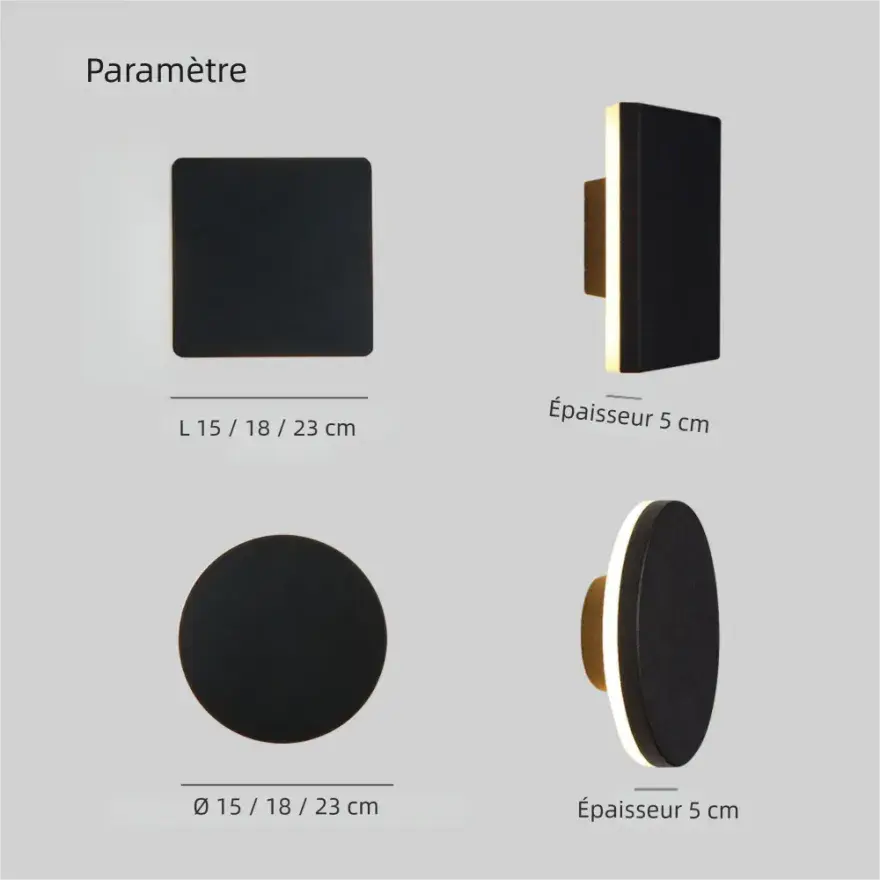 Applique Murale Extérieure LED Plate Design Minimaliste