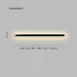 Applique Murale LED Linéaire Noire Minimaliste À Bords Arrondis