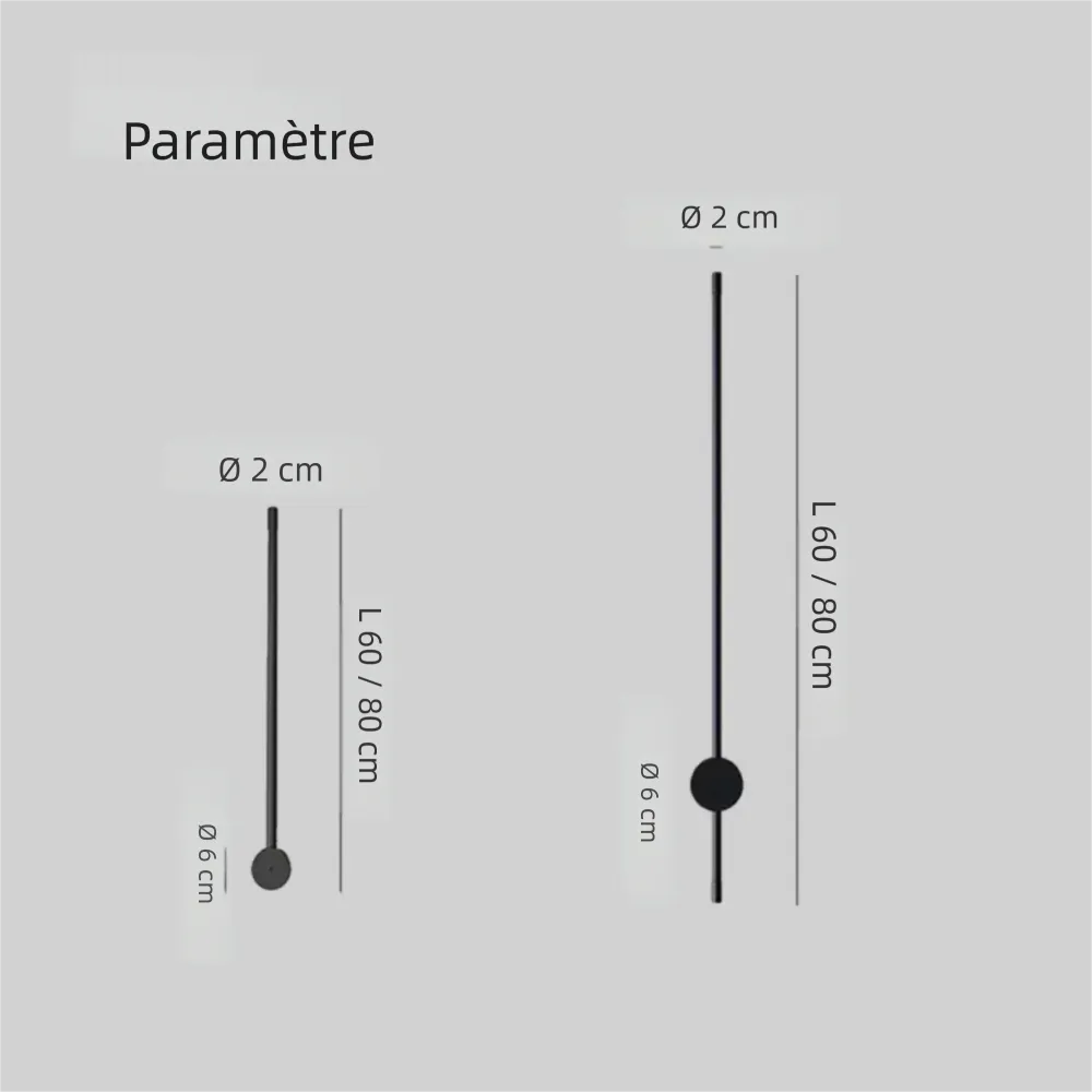 Applique Murale LED Noire Linéaire Minimaliste Rotative pour Chambre