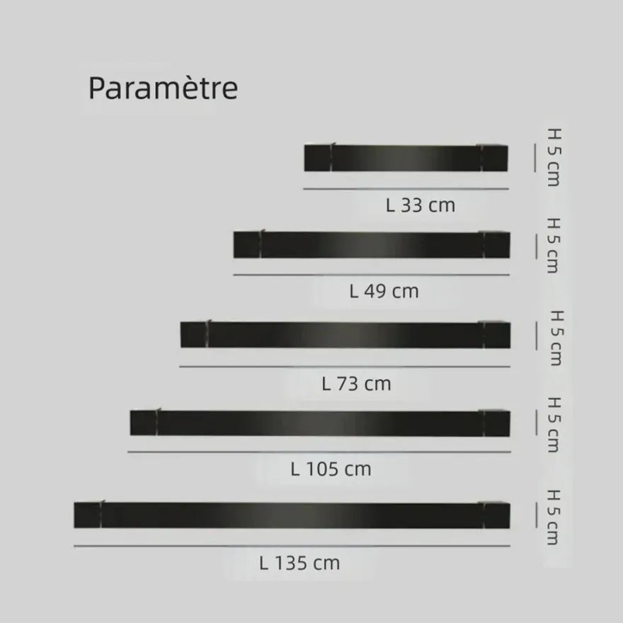 Applique Murale LED Noire Longue Minimaliste avec Tube Rotatif 350°