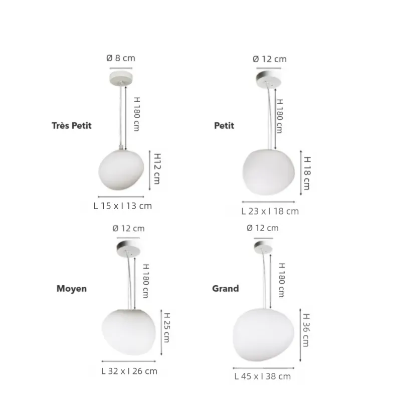 Suspension Blanche LED Créative Forme Galet pour Salle à Manger
