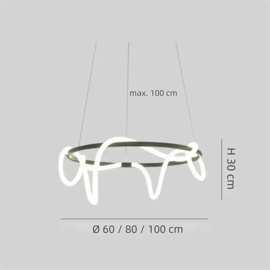Suspension LED Anneau Créative Forme Note pour Salle à Manger