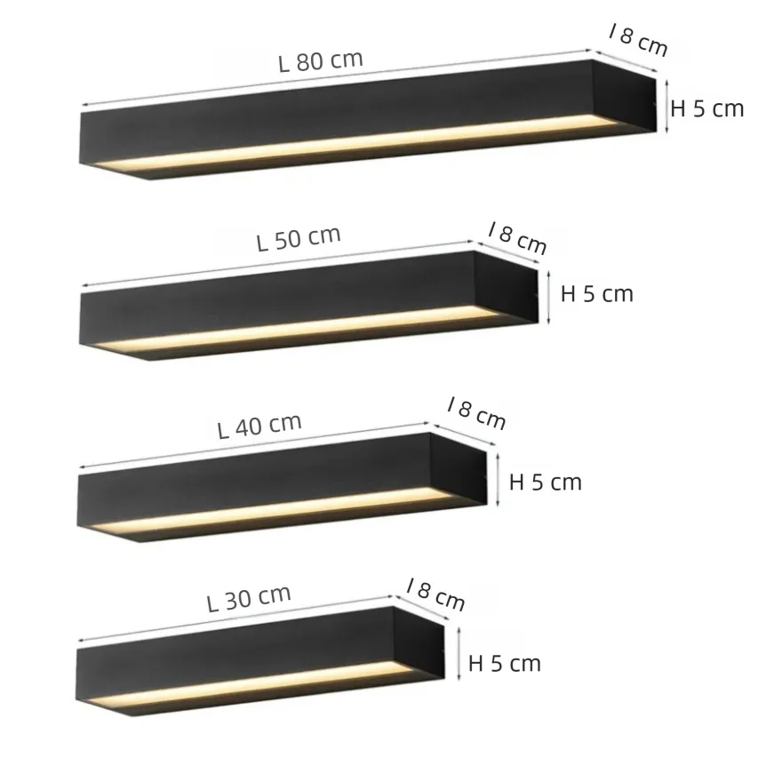 Applique Murale Extérieure LED Contemporaine En Métal IP65 Design Rectangulaire