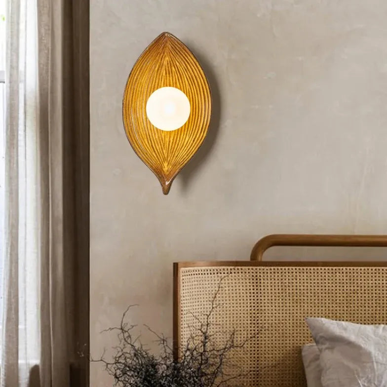 Leaf-Shaped Resin Living Room Wall Light