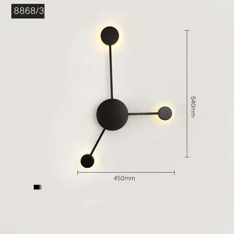 Black Multi-Circle Radial Design Wall Lamp