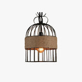 Lustre cage à oiseaux créatif pour restaurant rétro