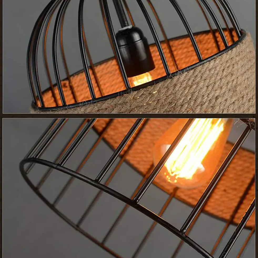 Lustre cage à oiseaux créatif pour restaurant rétro