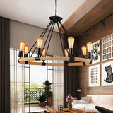 Black Ring Multi-Bulb Vintage Chandelier