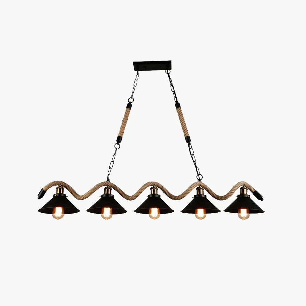 Multi-Bulb Linear Chain Rope Industrial Pendant Light