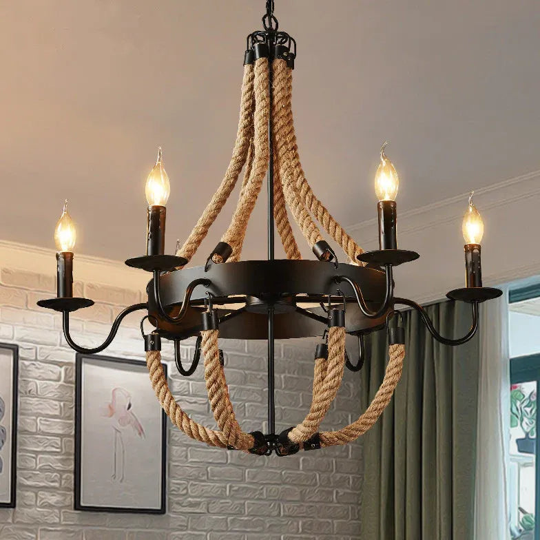 Rope Structure Vintage Candle Holder Chandelier