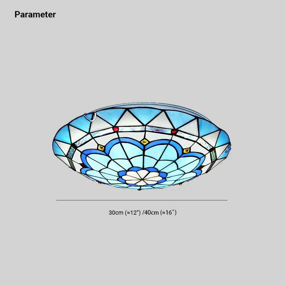 Blue Circular Glass Elegant Ceiling Lamp