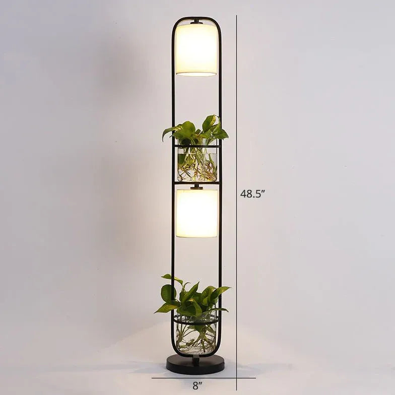 Cylindrical Plant Stand Modern Floor Lamp