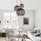 Black Iron Woven Sphere Pendant Light