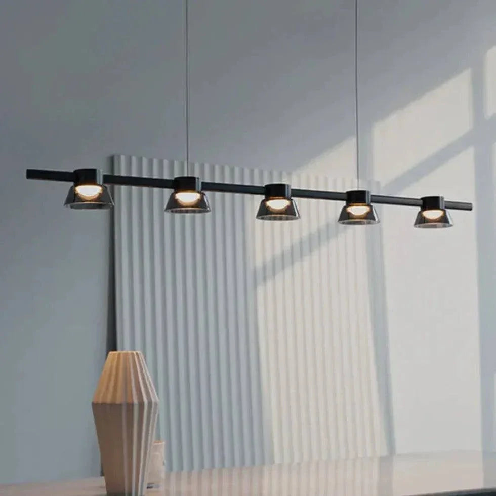 Suspension Linéaire À Plusieurs Lumières En Verre Noir - Clowas.fr