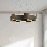 Black and Gold Geometric Ring Pendant Lamp