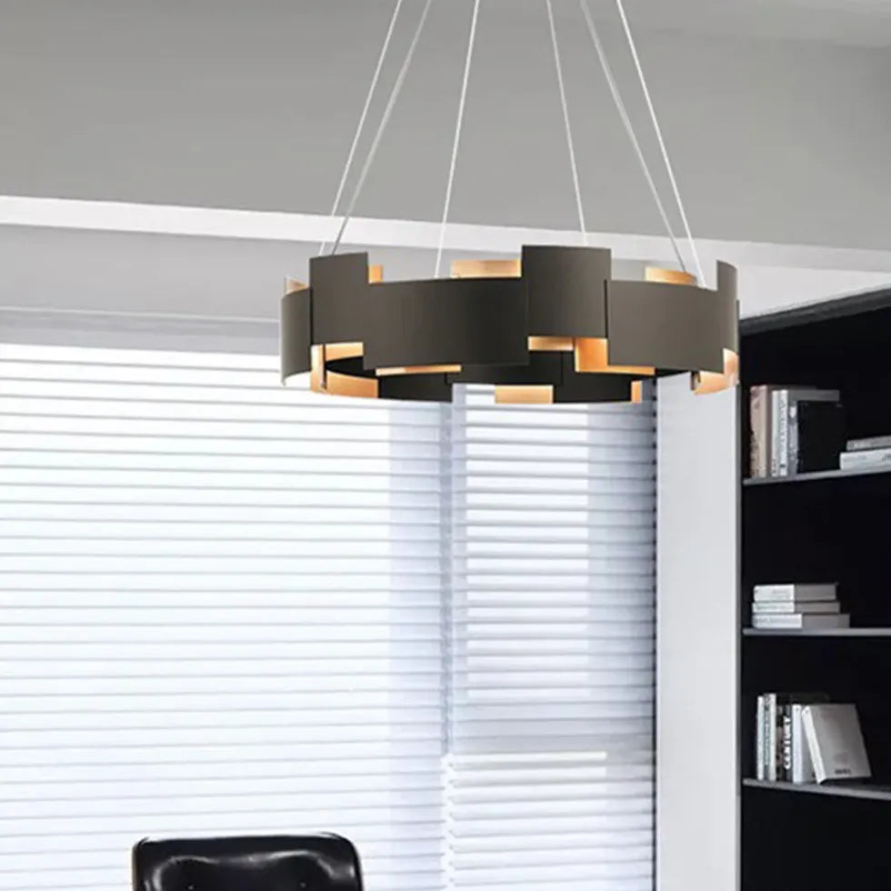 Black and Gold Geometric Ring Pendant Lamp