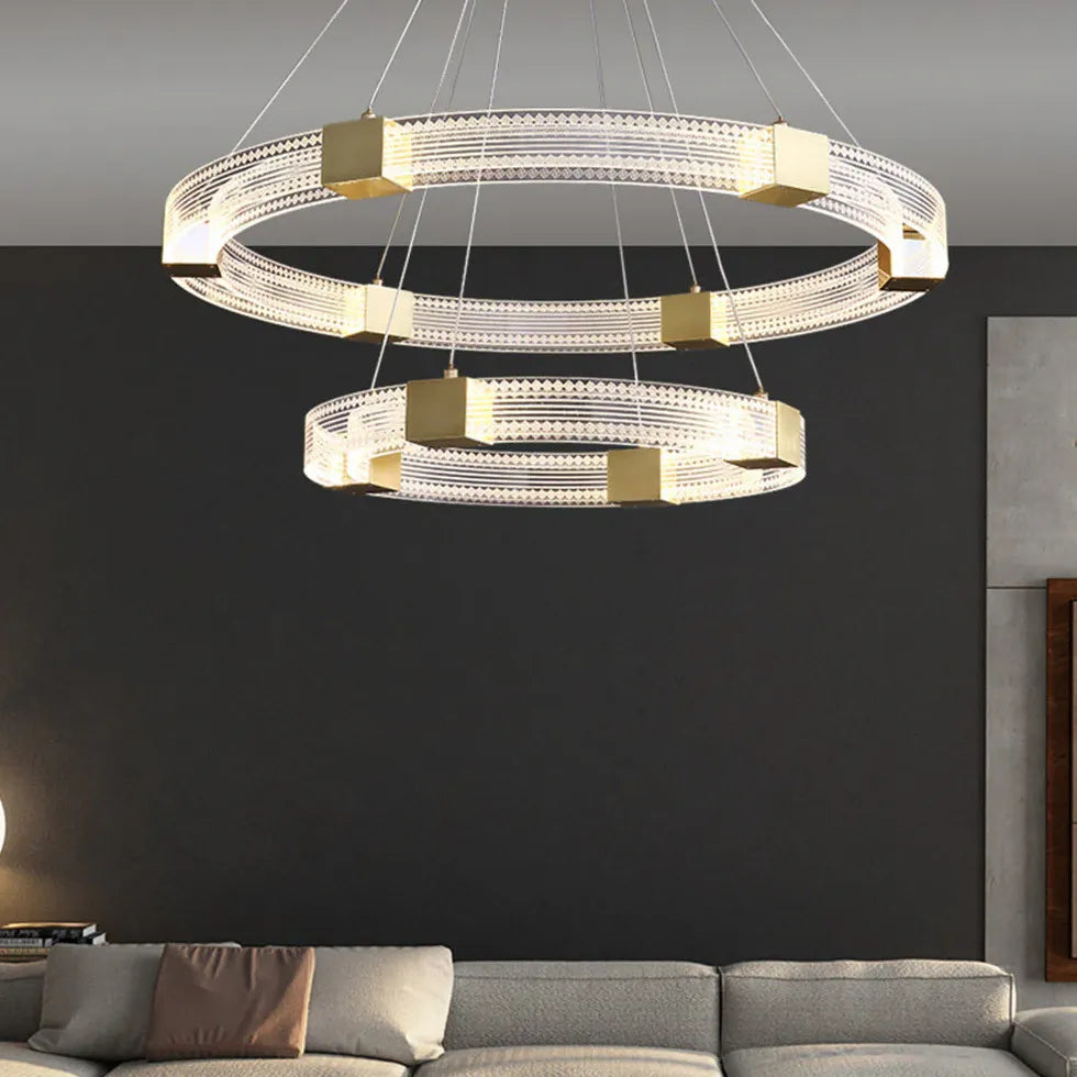 Acrylic Ring Gold LED Pendant Light