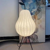 Lampe de table moderne à rayures fines en forme de poire blanche