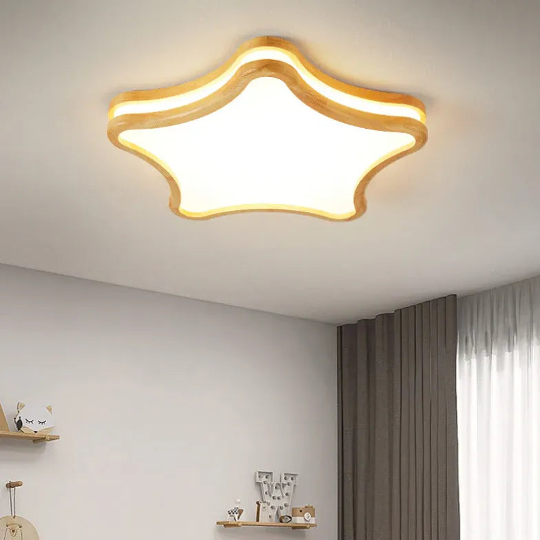 Wooden Star-Shaped Children's Ceiling Light