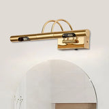 Gold Long Cylindrical Bathroom Mirror Lights