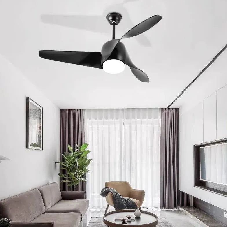 Three-Blade Wooden Streamlined Ceiling Fan with Light