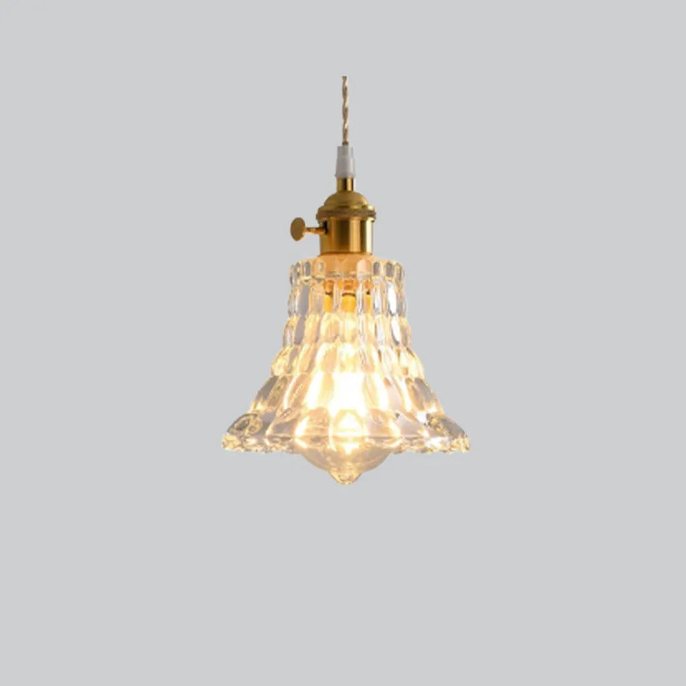 Clear Disc Glass Gold Vintage Pendant Light