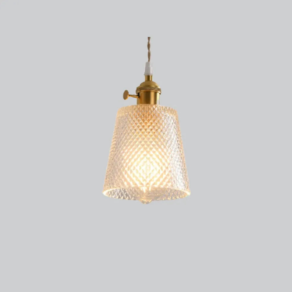 Clear Disc Glass Gold Vintage Pendant Light