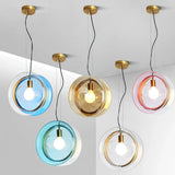 Round Colorful Glass Modern Pendant Light