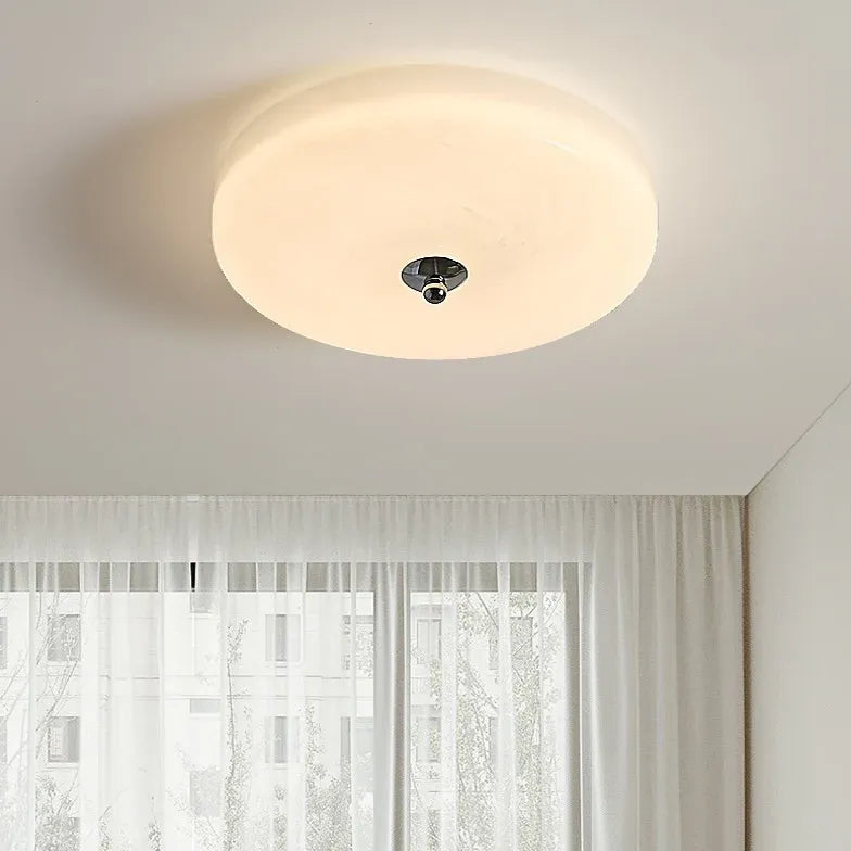 Round Glass for Bedroom White Ceiling Light