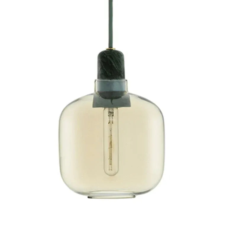 Pendant cylindrique en verre transparent gris fumé