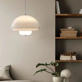 White Glass Hemisphere Living Room Pendant Light