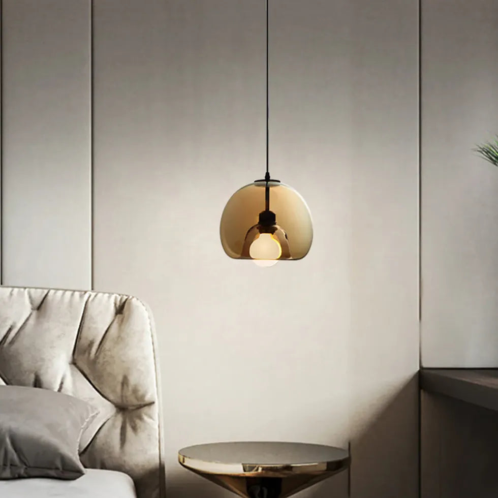 Brown Adjustable Glass Modern Pendant Light