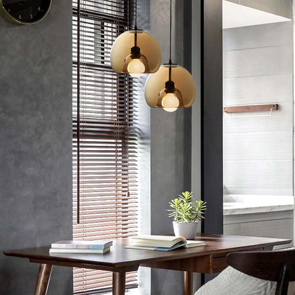 Brown Adjustable Glass Modern Pendant Light