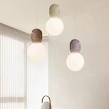 Spherical Glass Bedroom Colored Pendant Light