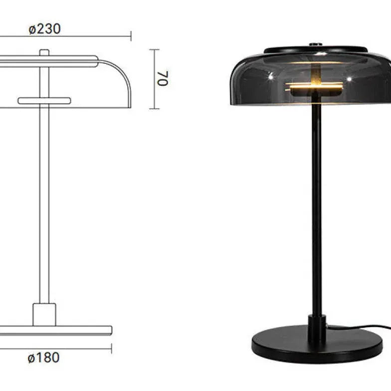 Lampe de table de style moderne en verre noir