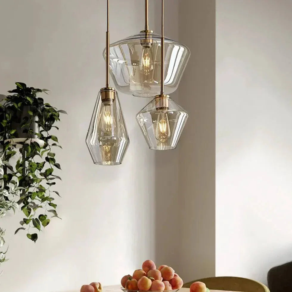 Suspension En Verre Transparent Polygonale Industrielle - Clowas.fr