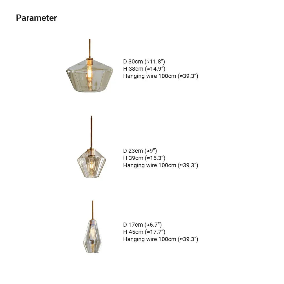 Suspension en verre transparent polygonale industrielle