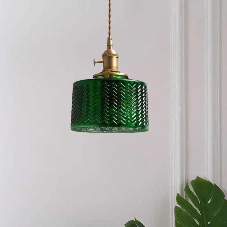 Lustre design rond verre vert vintage