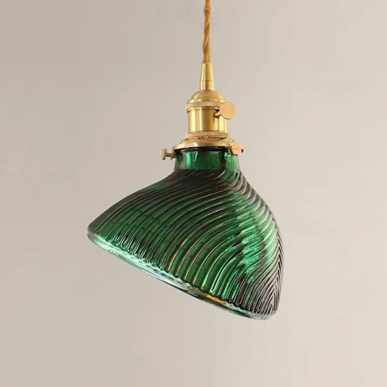 Lustre design rond verre vert vintage