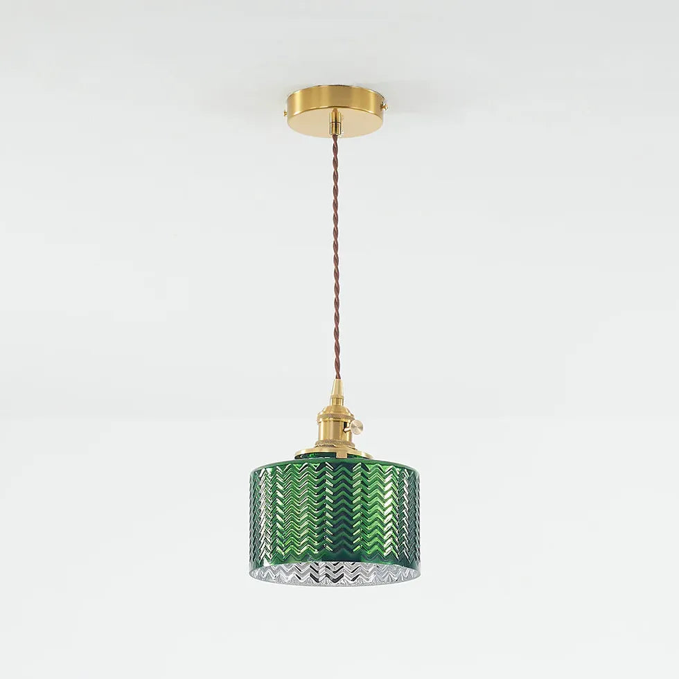 Lustre design rond verre vert vintage