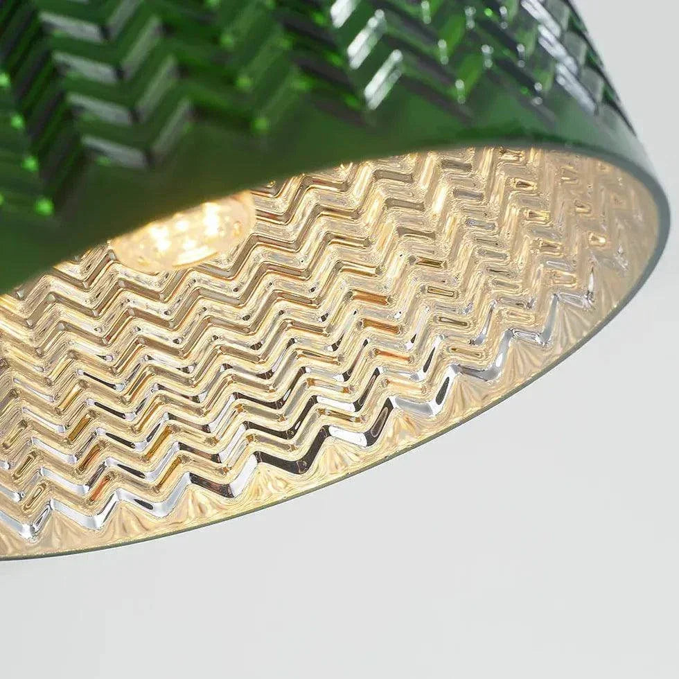 Lustre Design Rond Verre Vert Vintage - Clowas.fr